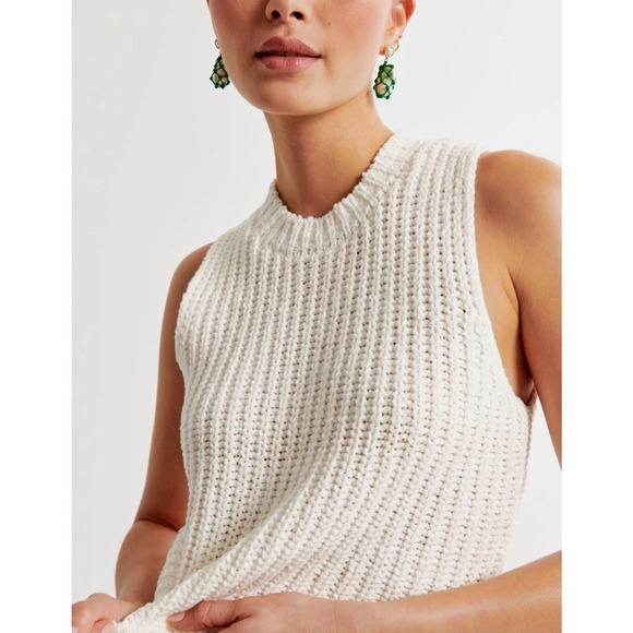 Abercrombie & Fitch Womens Sweater Small White Academia Preppy Layering Fall - Picture 2 of 9